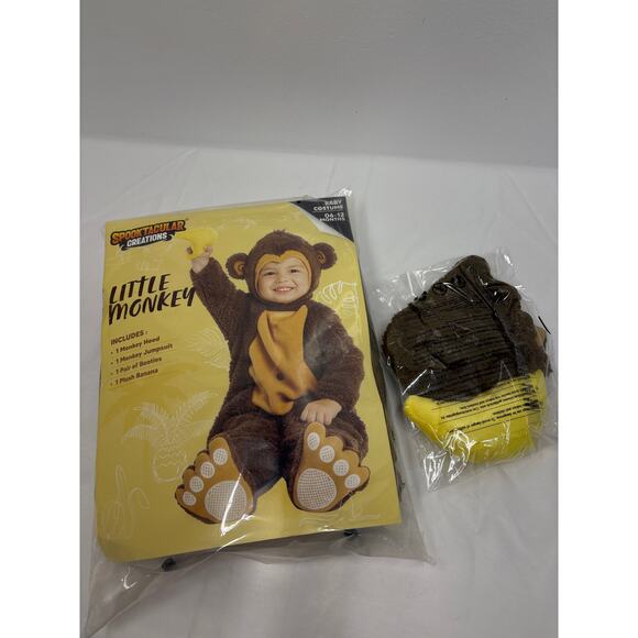 New Baby little monkey Halloween costume 6-12 months monkey jumpsuit booties - Picture 7 of 7